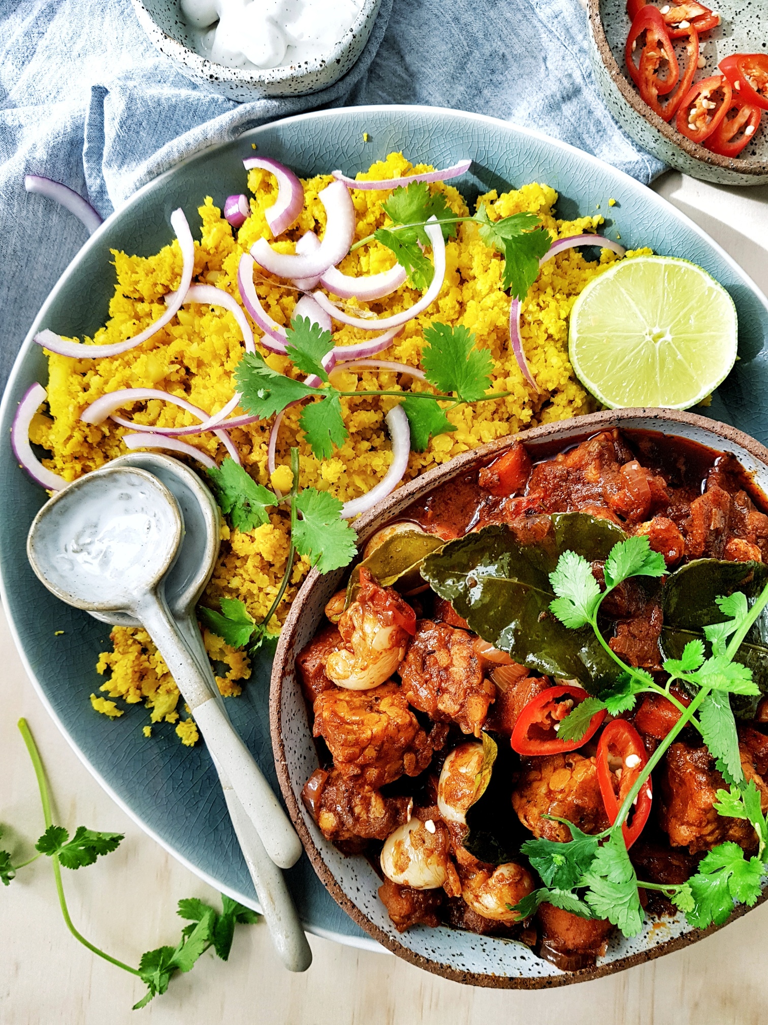 Plant Proof Tempeh & Lychee Turmeric Cauliflower Rice Curry