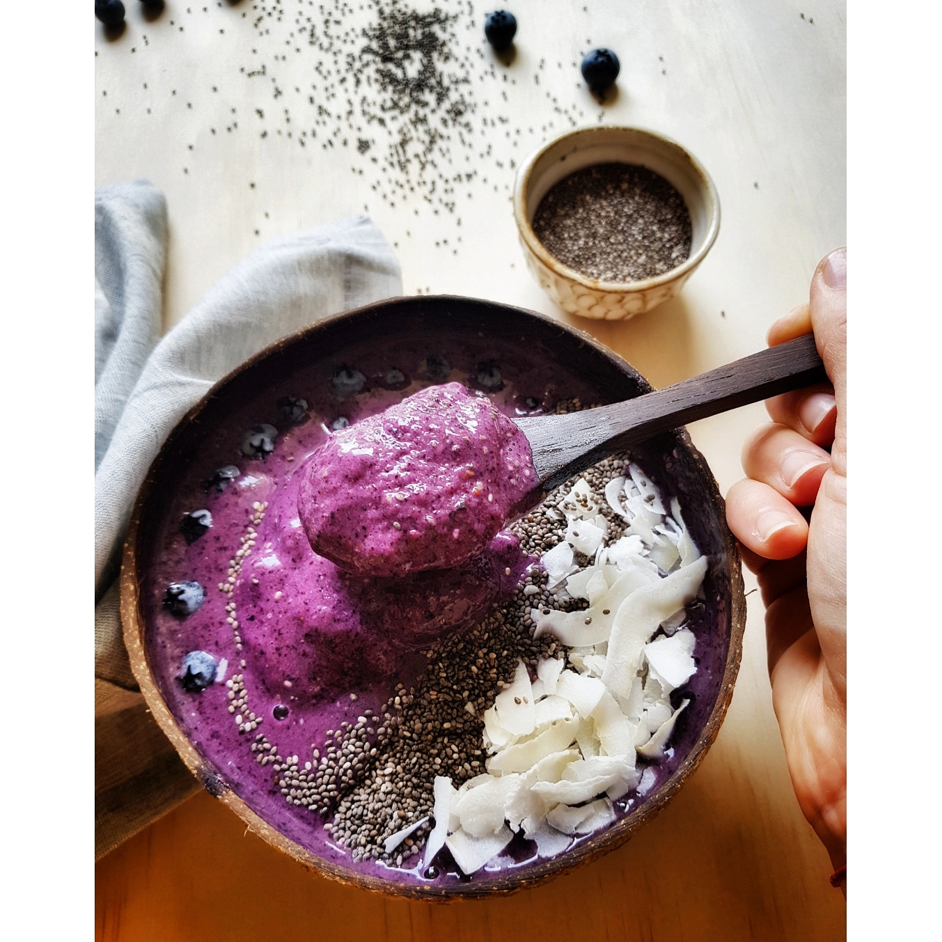 Plant Proof Vanilla Blueberry Protein Bowl with Vida Glow Hemp Protein